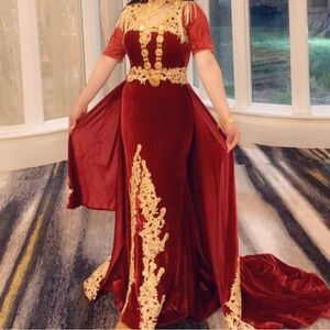 Elegant Red and Gold Women's Dress hena dress